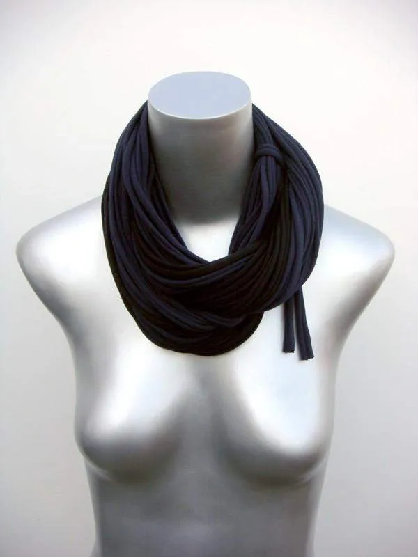 Necklush Cowl Scarf / Black & Navy Blue / Unisex