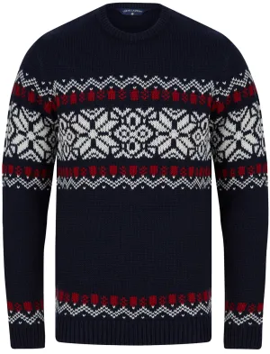 Ohara Chunky Nordic Fairisle Design Wool Blend Jumper in Ink - Tokyo Laundry