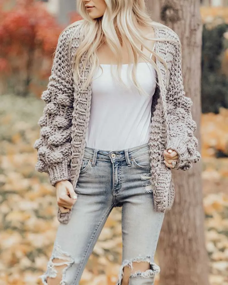 Oversized Chunky Thick Cable Knit Cardigan Sweater