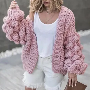 Oversized Chunky Thick Cable Knit Cardigan Sweater