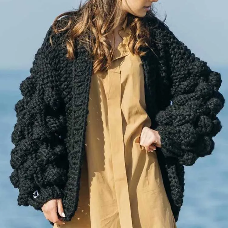 Oversized Chunky Thick Cable Knit Cardigan Sweater