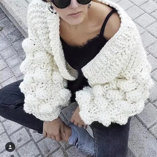 Oversized Chunky Thick Cable Knit Cardigan Sweater