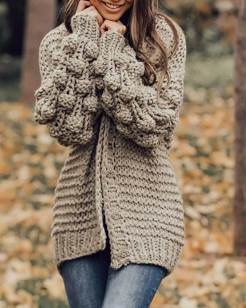 Oversized Chunky Thick Cable Knit Cardigan Sweater