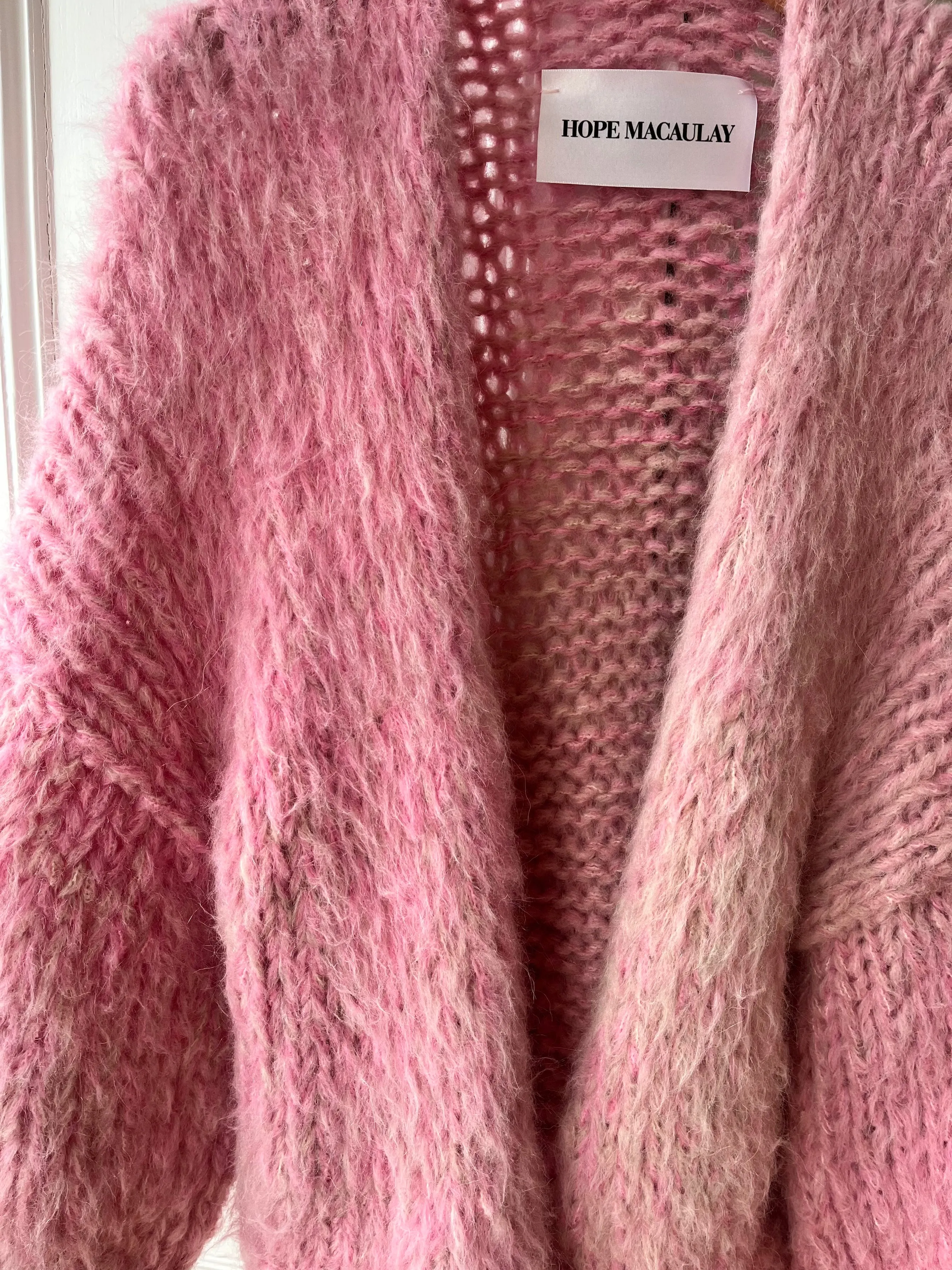 Pink Fluffy Chunky Knit Cardigan (Sample)