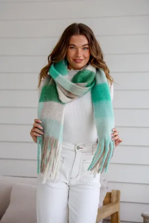 Pixie Chunky Soft Check Scarf - Green