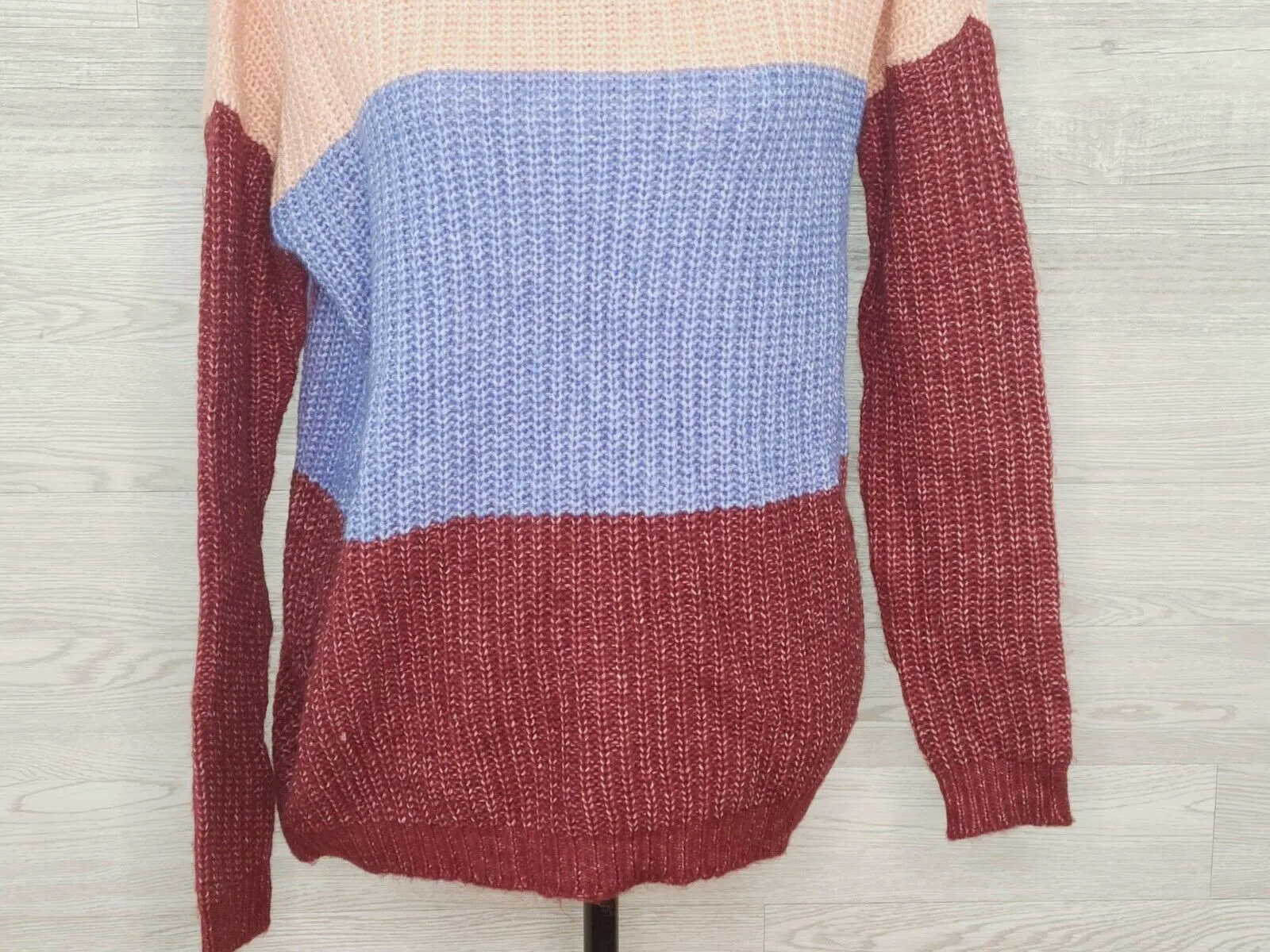 Planet Gold Women's Color blocked Chunky Knit Turtleneck Sweater Medium