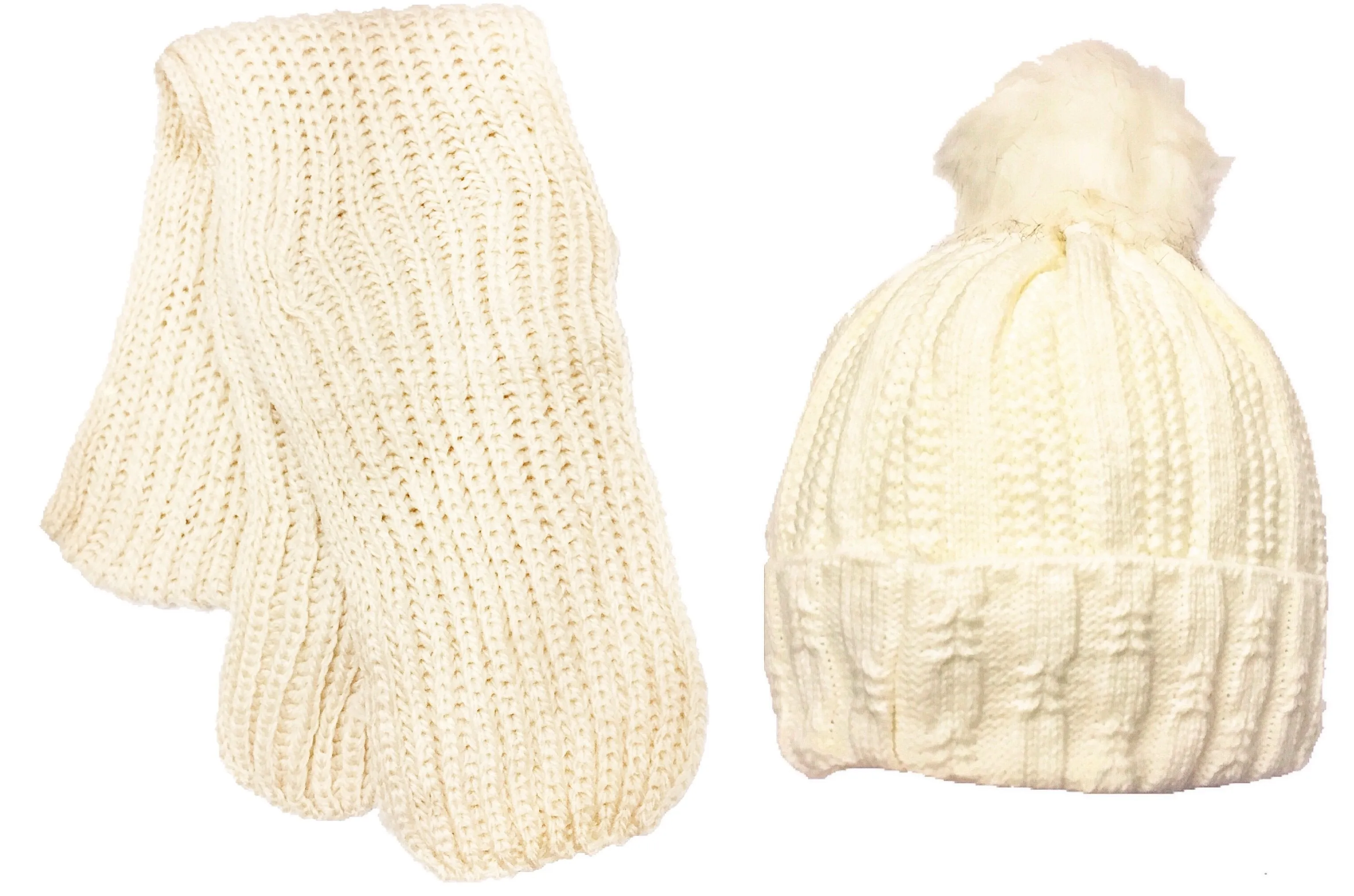 Pom Pom Fleece Beanie   Scarf Set