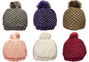 Pom Pom Rhinestone Beanie   Scarf Set