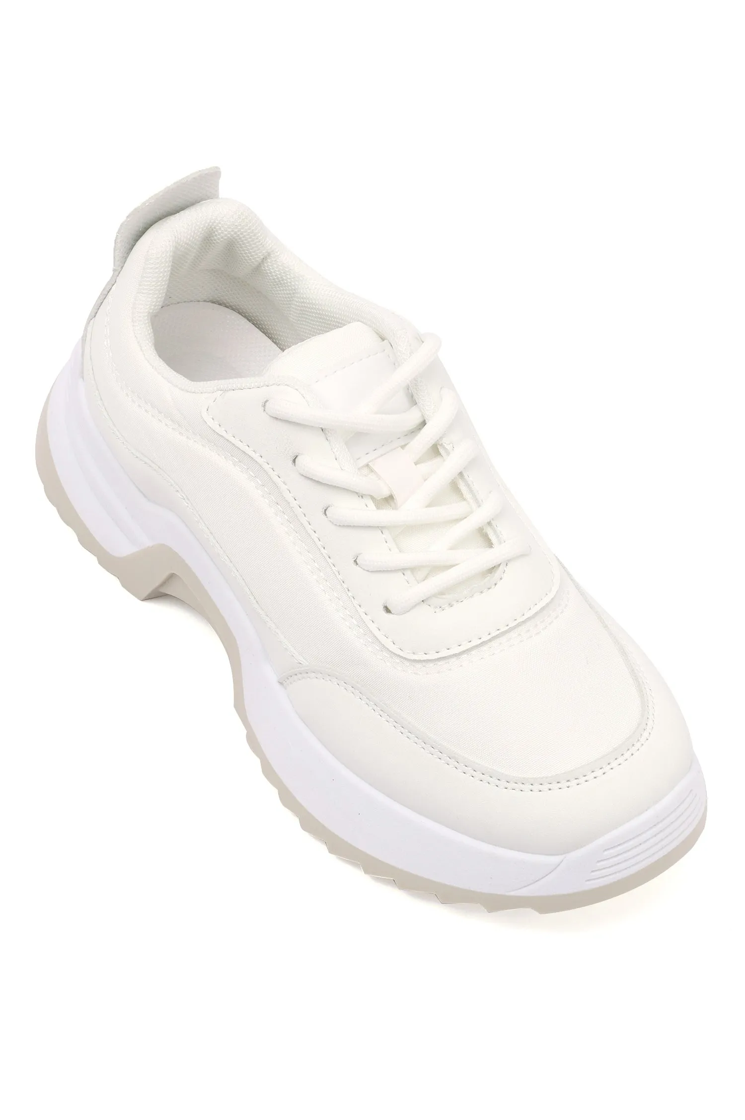 PREMIUM CHUNKY KNIT SNEAKERS-WHITE