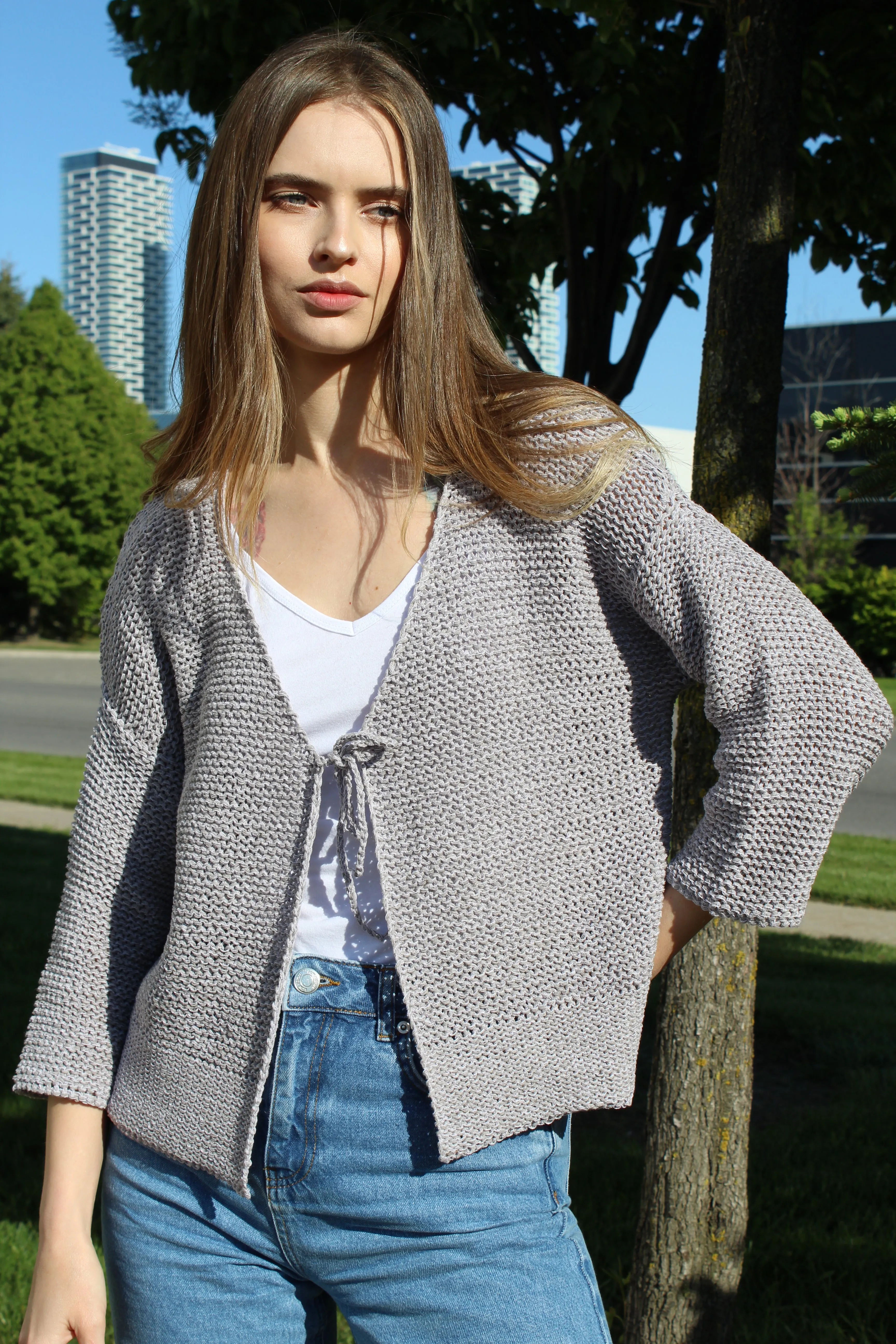 Pure Linen knit sweater  cardigan .