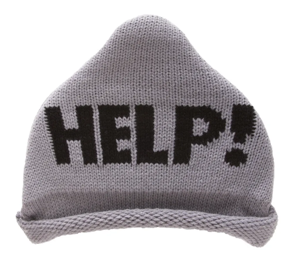 "Help!" Knitted Triangle Beanie