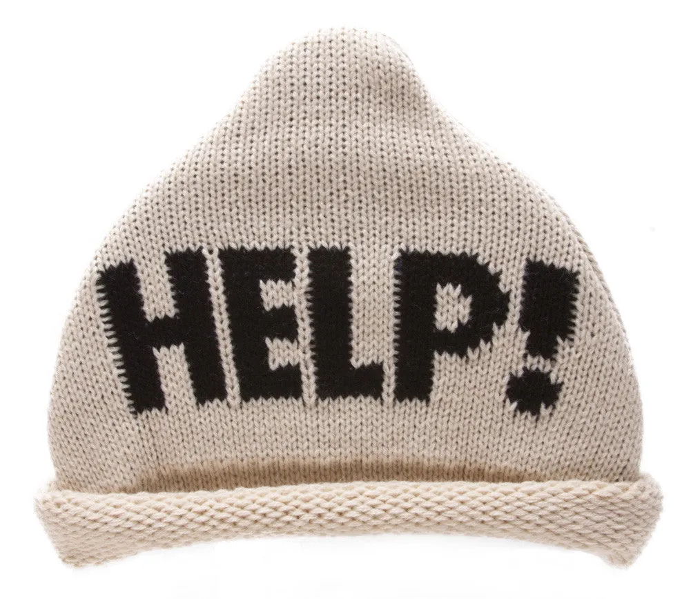 "Help!" Knitted Triangle Beanie