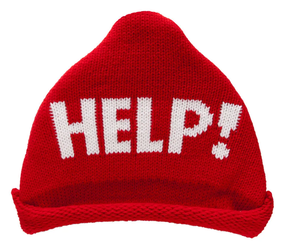 "Help!" Knitted Triangle Beanie