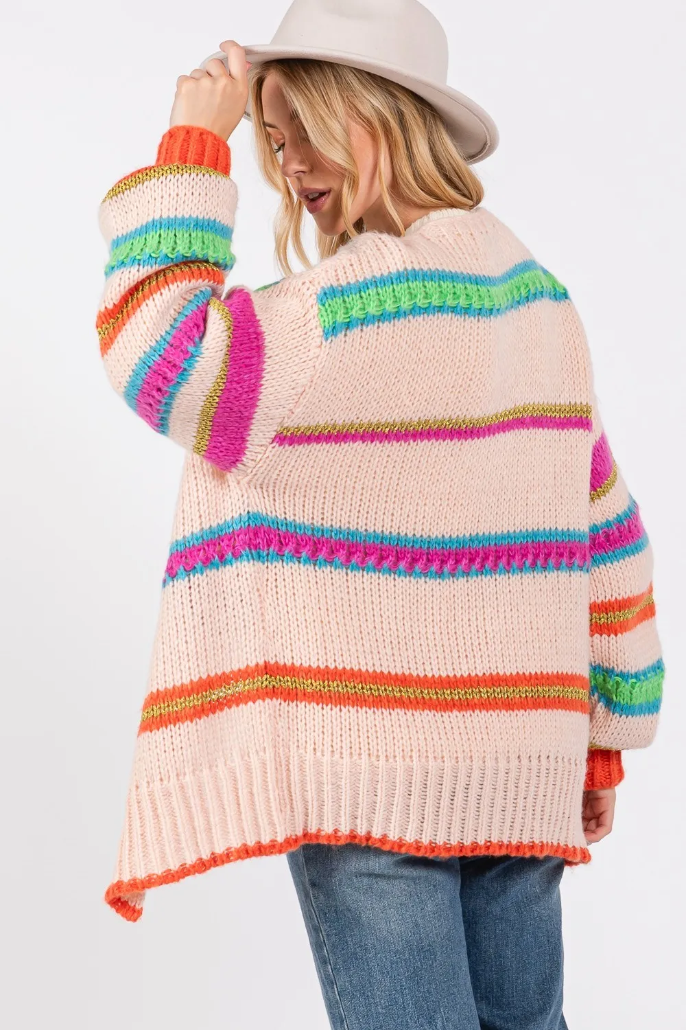 Rainbow Chunky Knit Sweater Cardigan /Stuffology Boutique