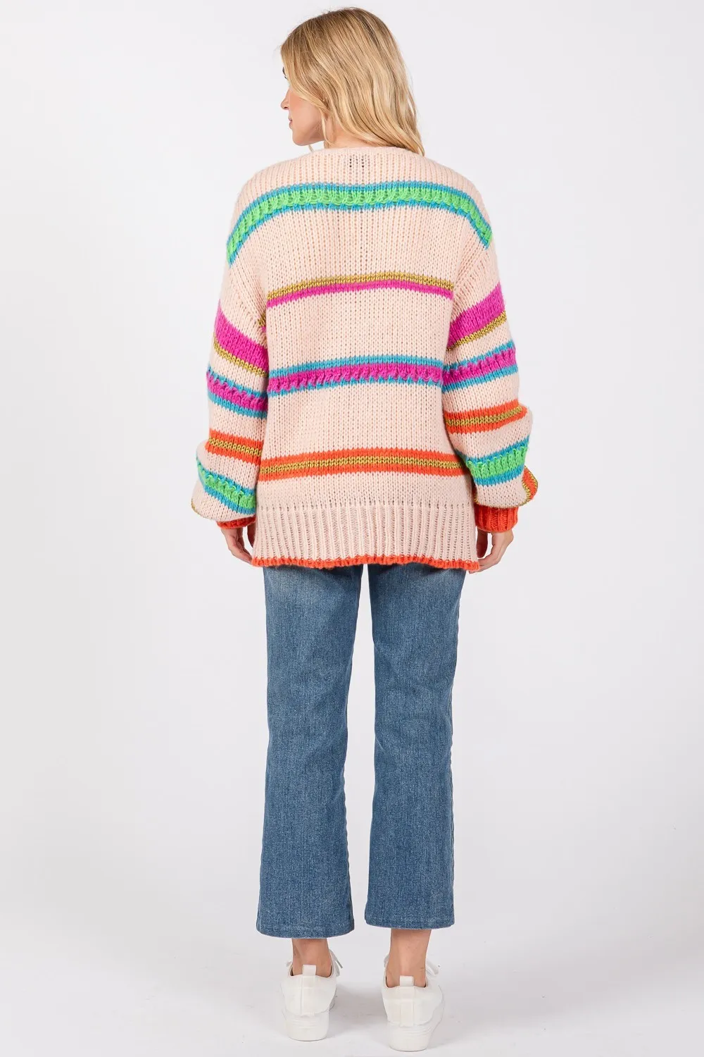 Rainbow Chunky Knit Sweater Cardigan /Stuffology Boutique