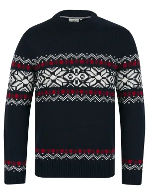 Raja Chunky Nordic Fairisle Design Knitted Jumper in Ink - Tokyo Laundry