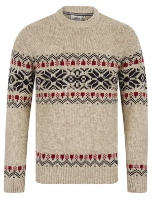 Raja Chunky Nordic Fairisle Design Knitted Jumper in Natural Twist - Tokyo Laundry