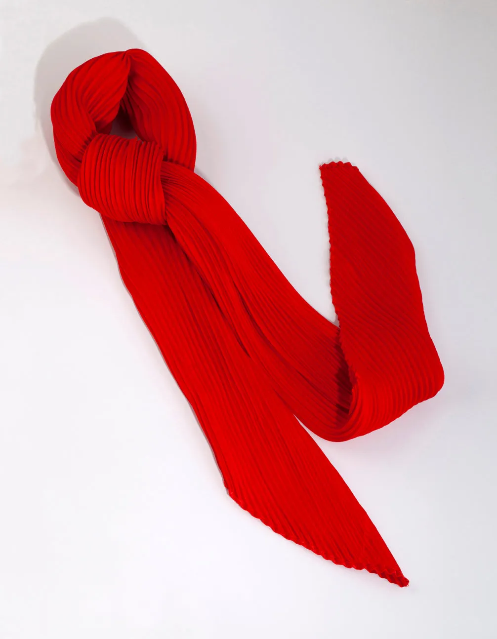 Red Short Pleated Fabric Bandana Hair Scarf