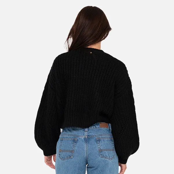 Rusty Folktale Crop Chunky Knit - Black