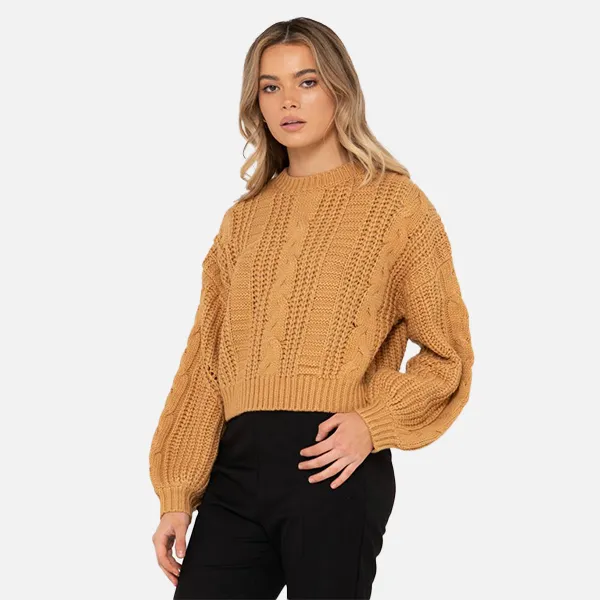 Rusty Folktale Crop Chunky Knit - Pale Mustard