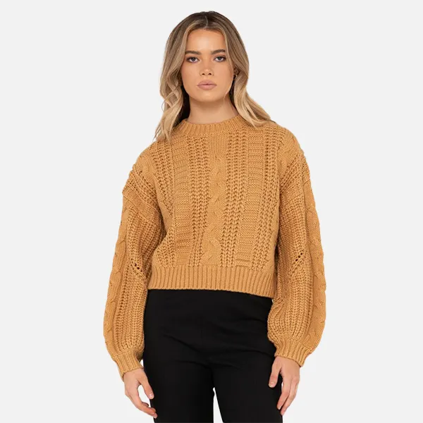 Rusty Folktale Crop Chunky Knit - Pale Mustard