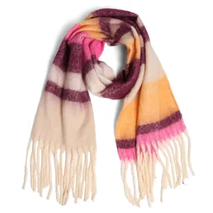 Scarves | Tween Rainbow Fuschia Color Striped Chunky Oblong Scarf | Fashion City