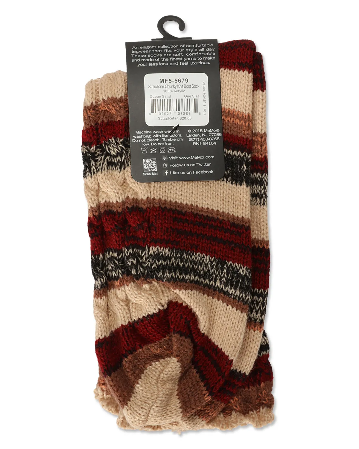 Static Tone Chunky Knit Boot Socks