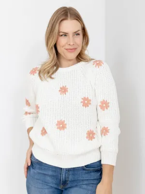 Stitched Floral Chunky Sweater