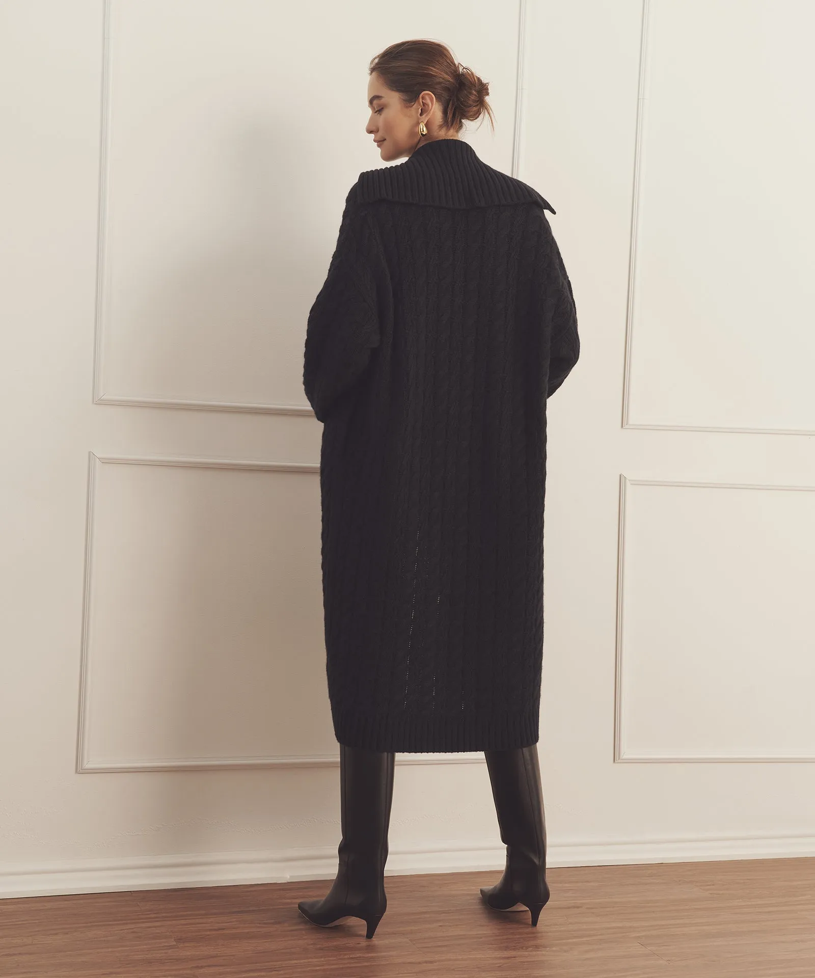 Super Luxe Cashmere Cable Sweater Coat