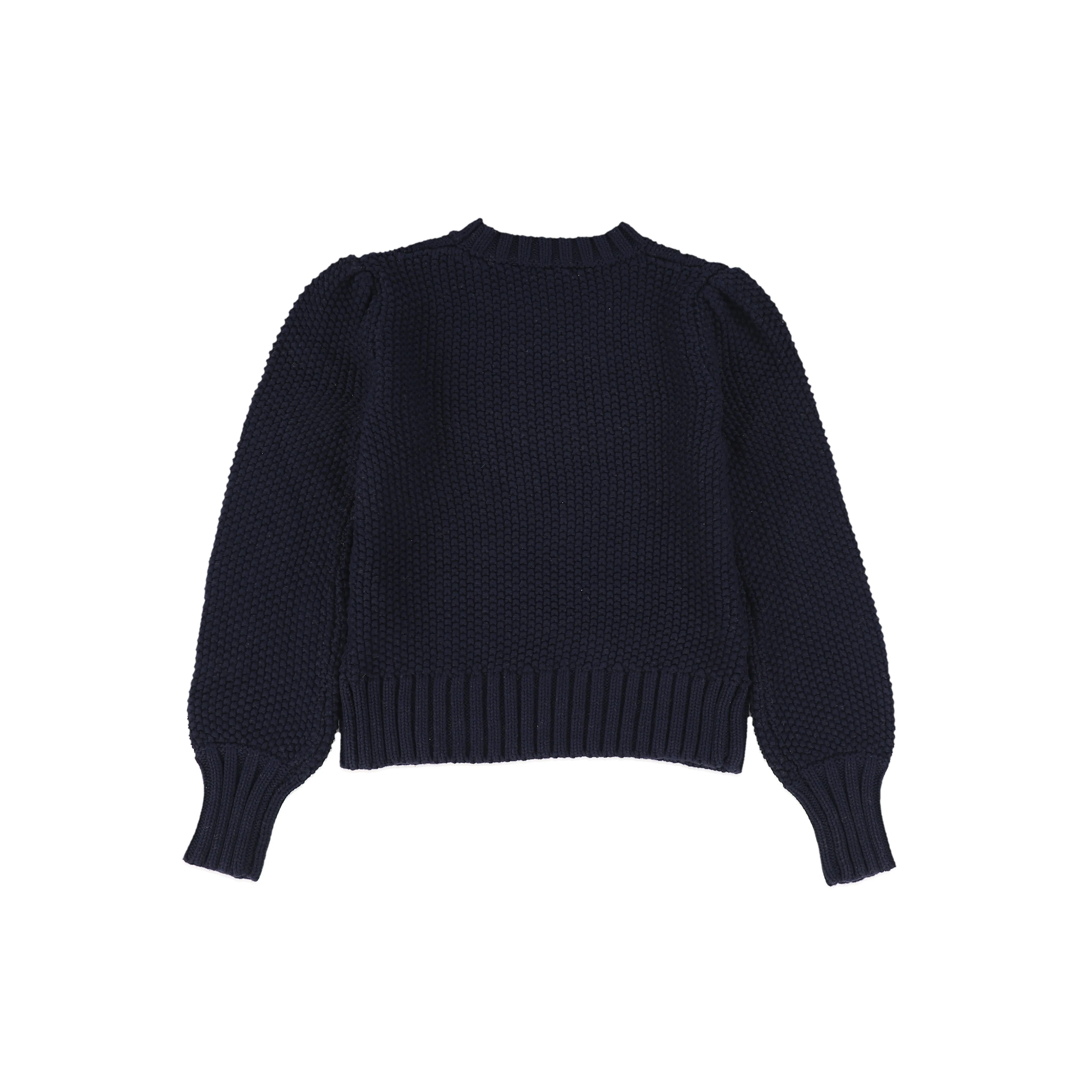 top l/s chunky knit braid design - navy