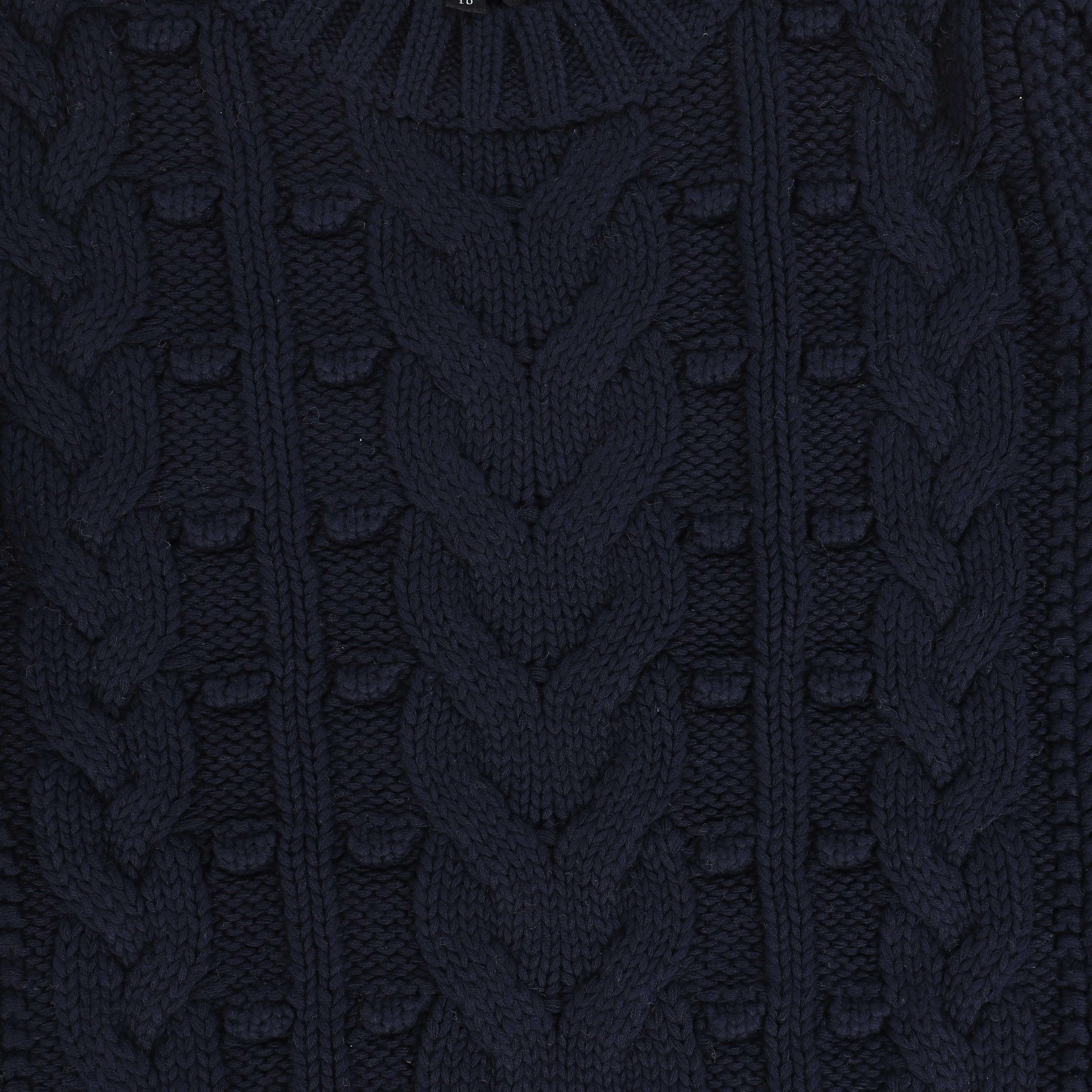 top l/s chunky knit braid design - navy