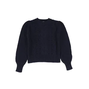 top l/s chunky knit braid design - navy