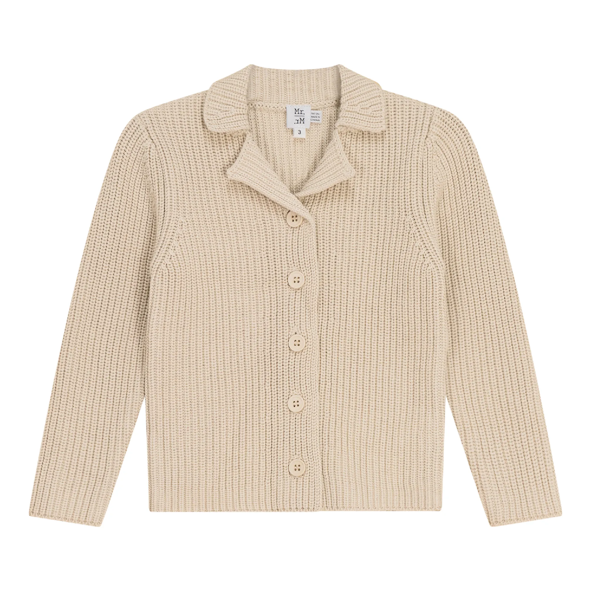 top l/s chunky knit cardigan - dark almond