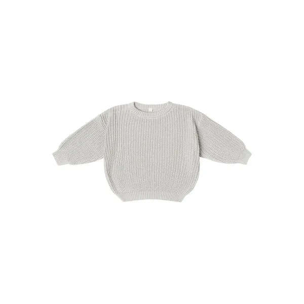 top l/s knit chunky crew - grey