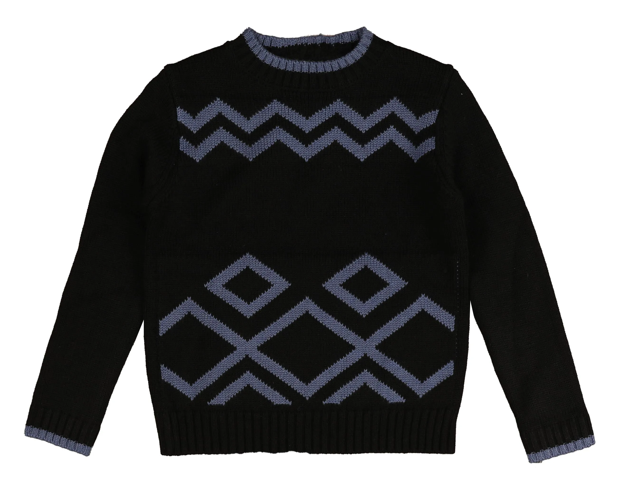 top l/s knit chunky intarsia - black