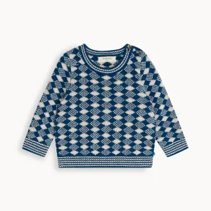 top l/s sweater chunky moon knit - navy mix