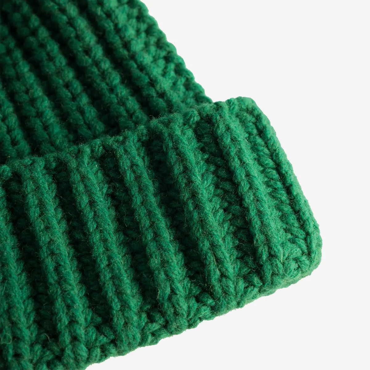 Trip Chunky Wool Rib Knit Beanie - Green