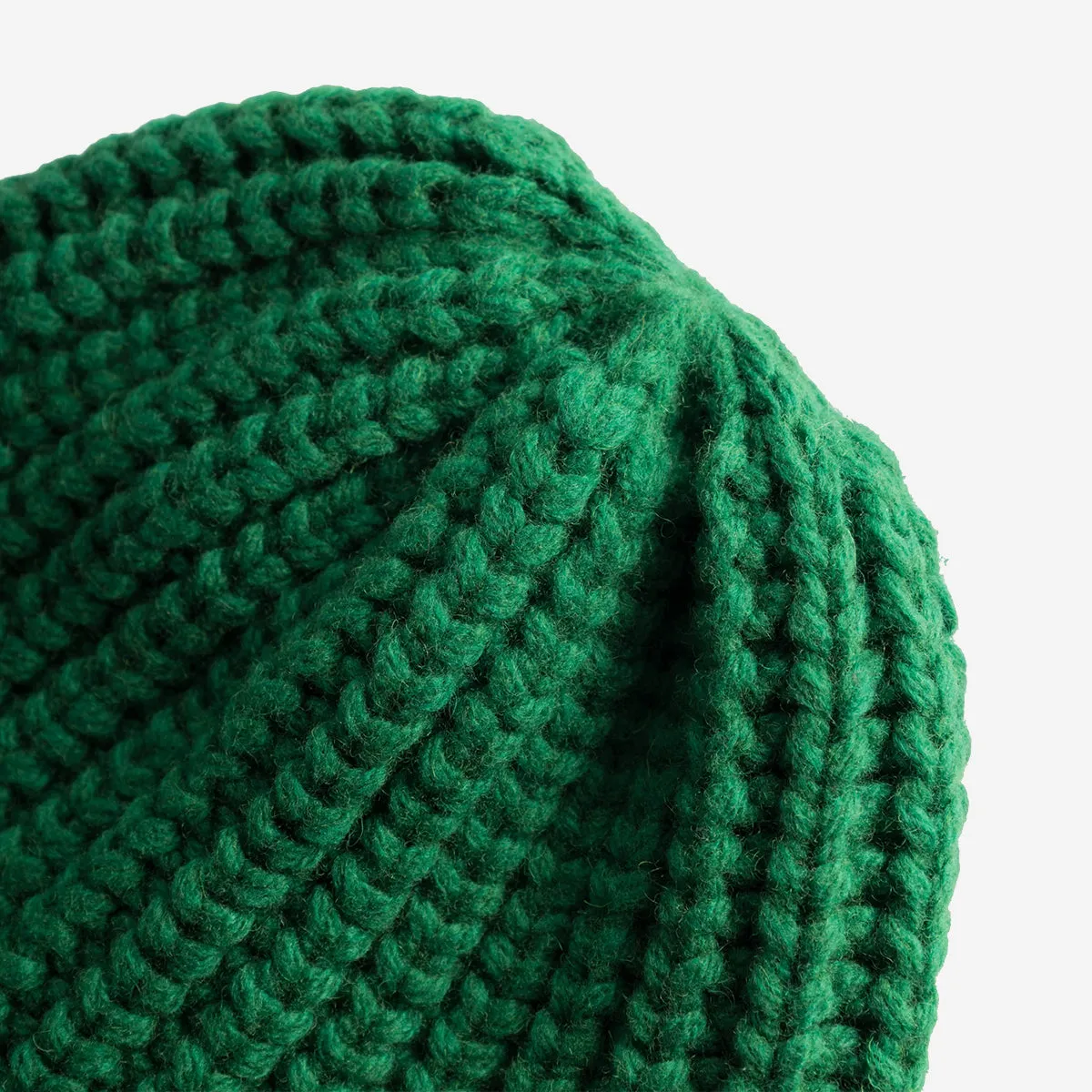 Trip Chunky Wool Rib Knit Beanie - Green