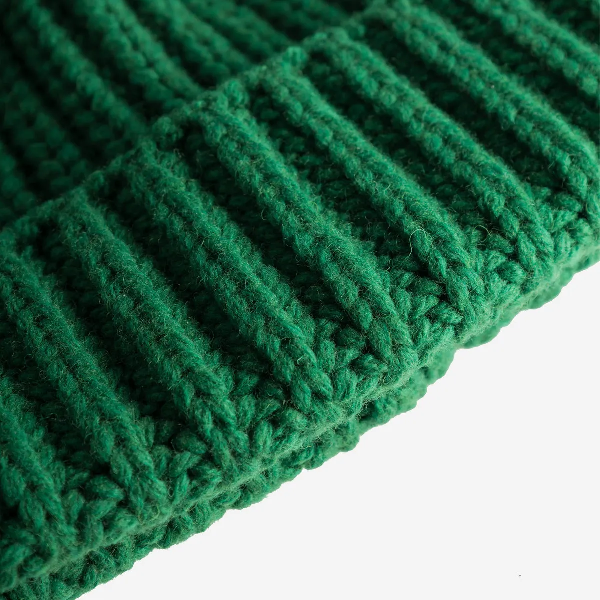 Trip Chunky Wool Rib Knit Beanie - Green