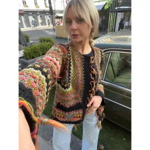 Vintage crochet cardigan multi