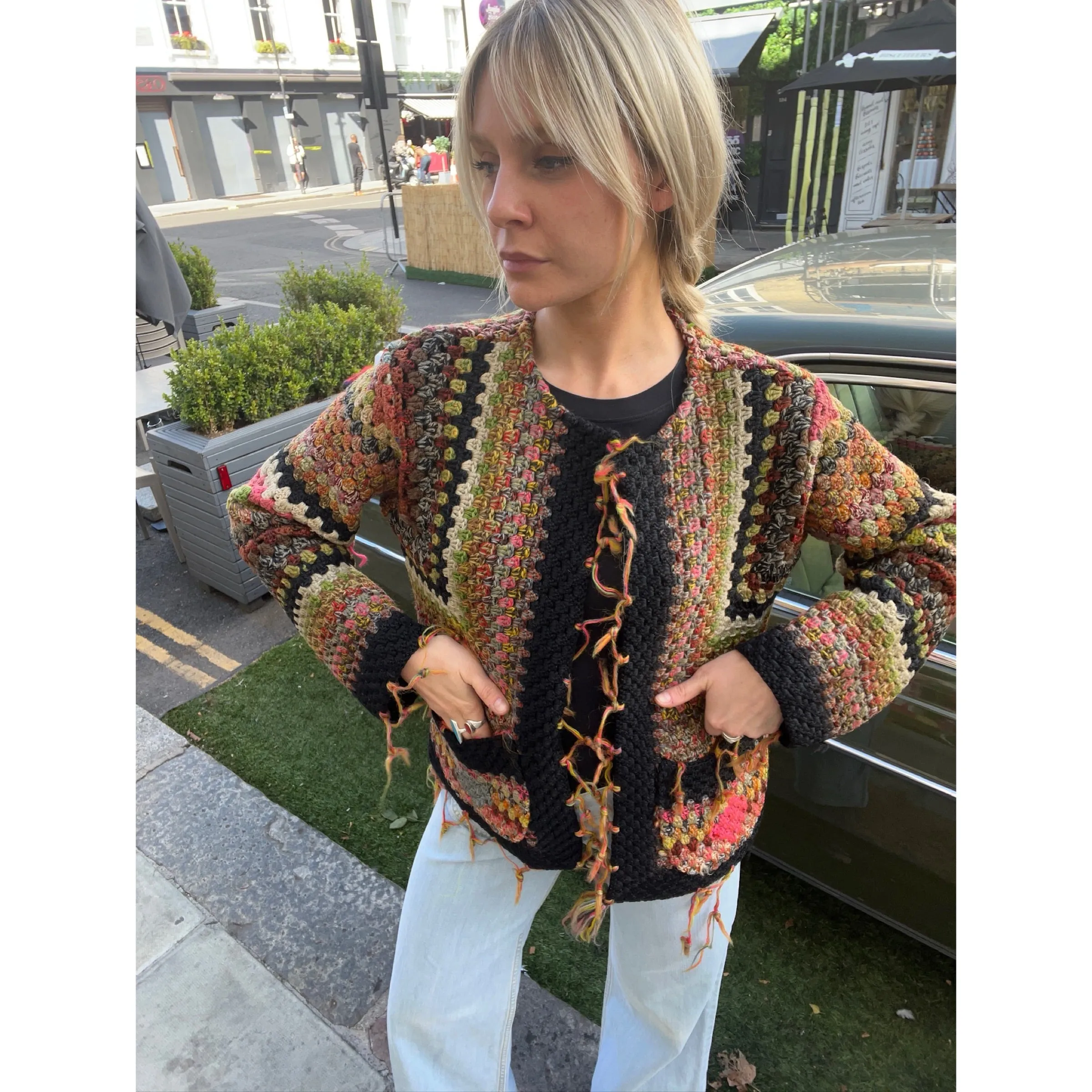 Vintage crochet cardigan multi