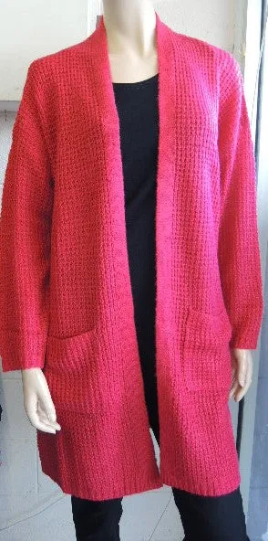 Vivid Chunky Knit Jacket (Cherry Red only)