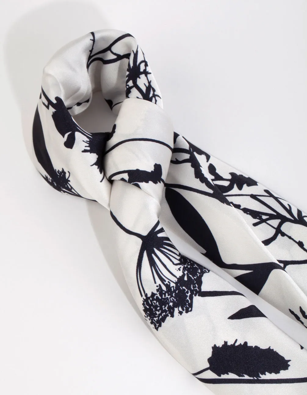 White Floral Border Scarf