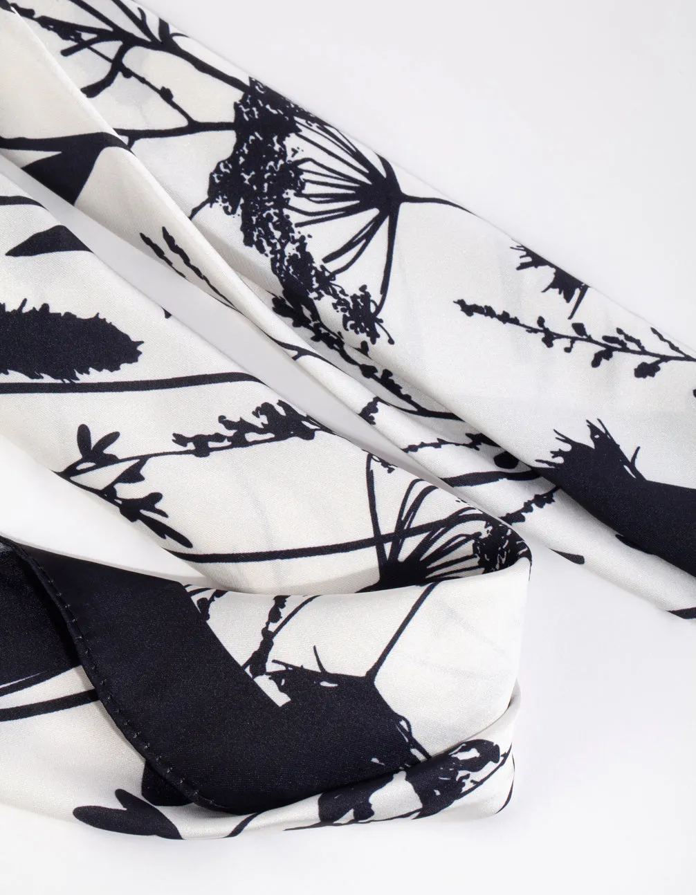 White Floral Border Scarf