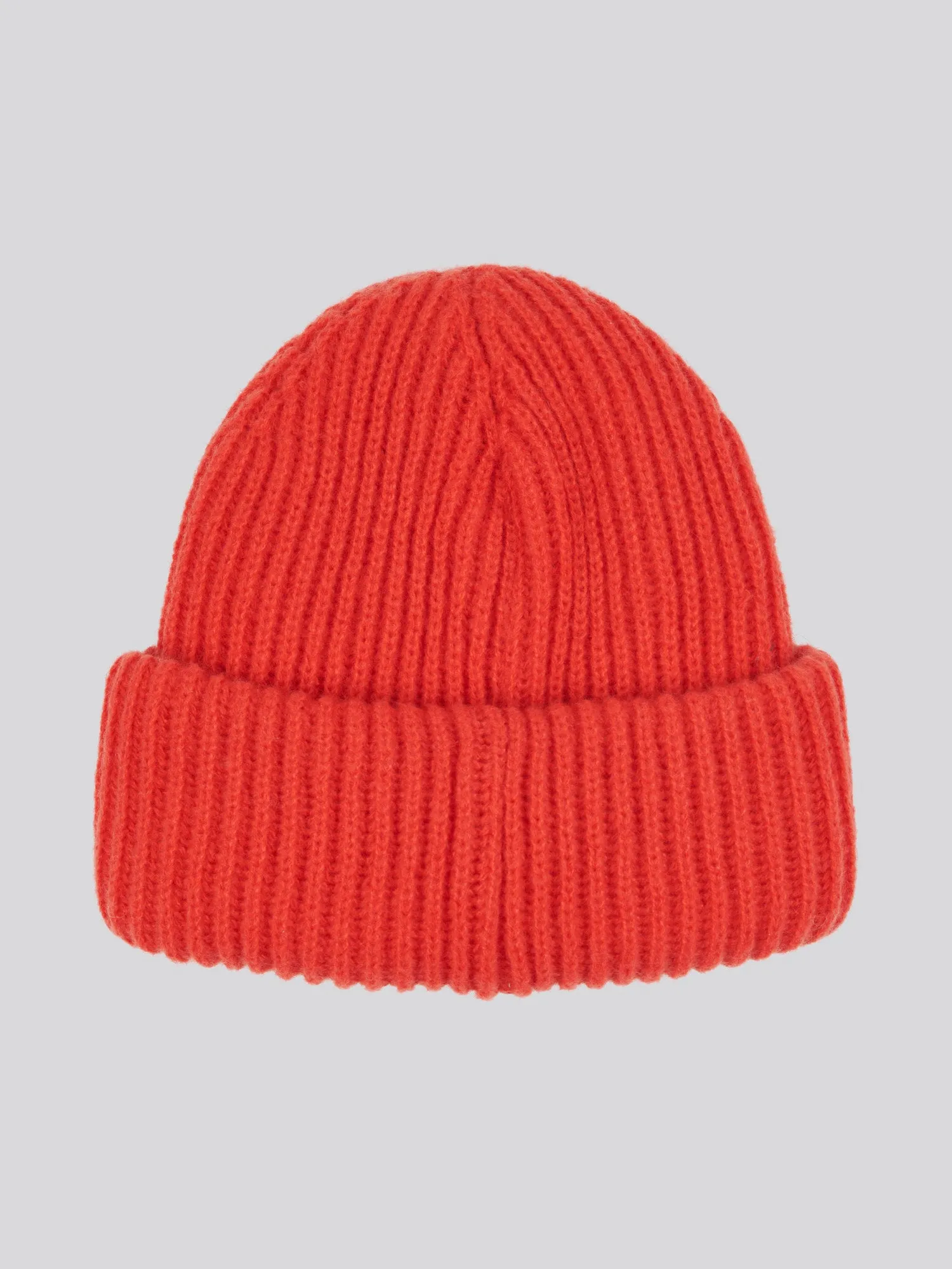 Womens Double Horsemen Woven Patch Beanie in Aura Orange