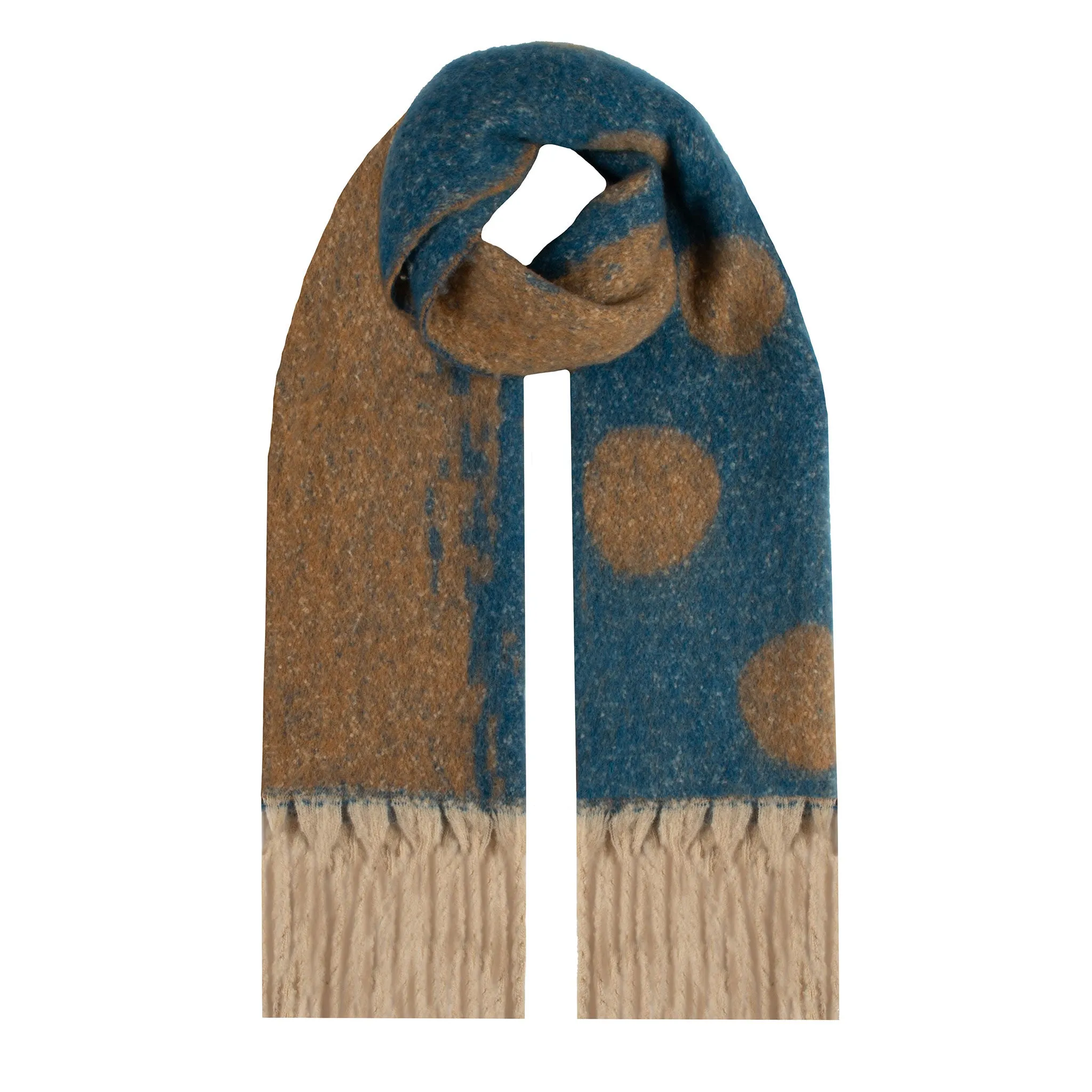 Women’s Reversible Spotty Blanket Scarf with Tassels