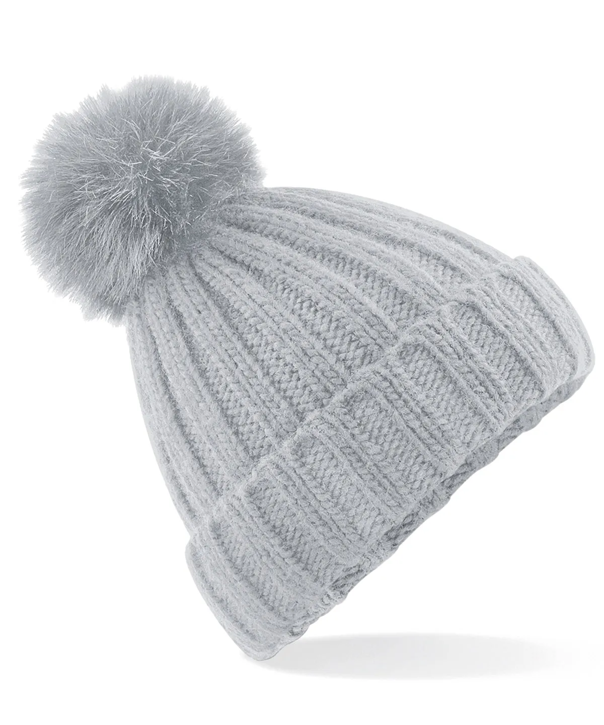 Women's Verbier Chunky Rib Knit Acrylic Pom Beanie {BC413}